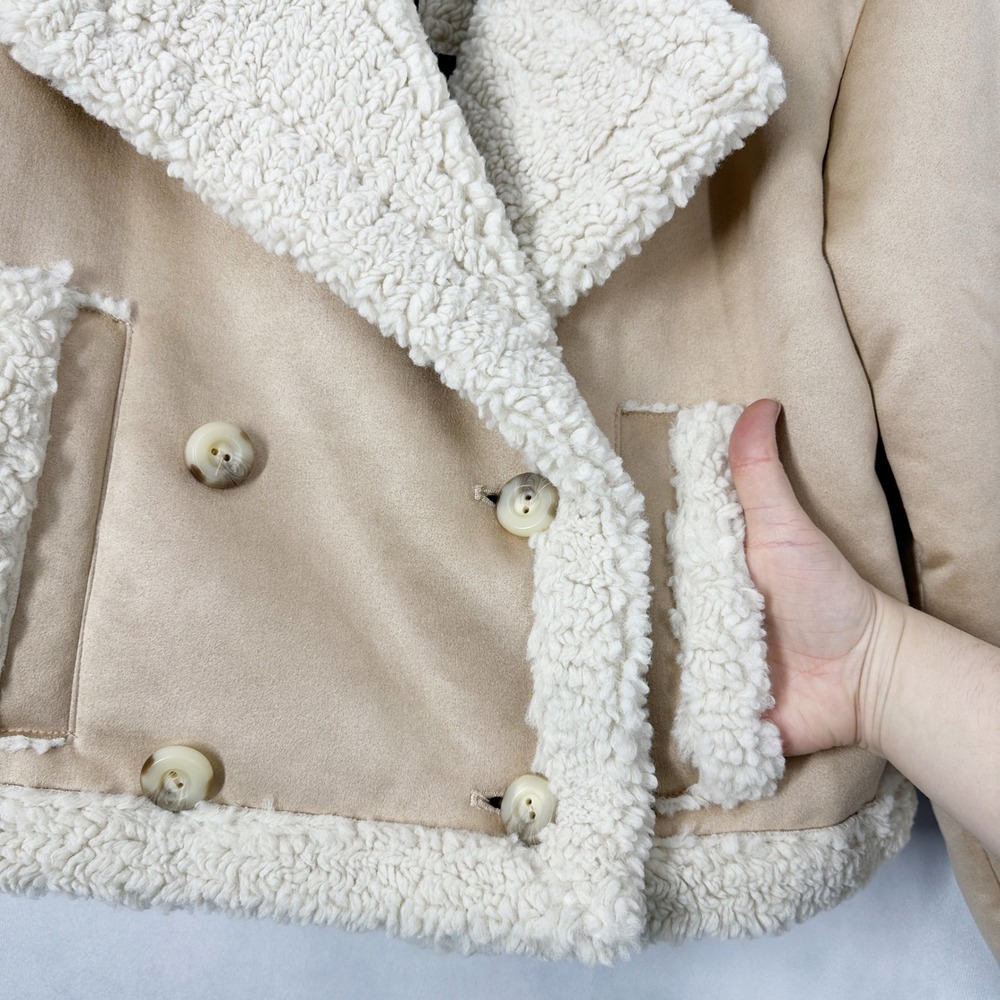 Frye Faux Shearling & Suede Long Sleeve Moto Jacket Women's Size XL NEW - Picture 3 of 13